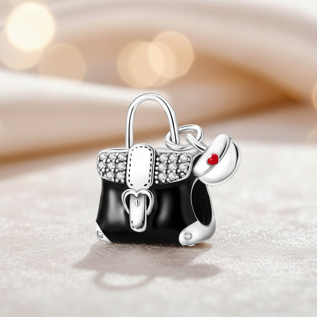 Conta em Prata 925, Mala: I Love Shopping