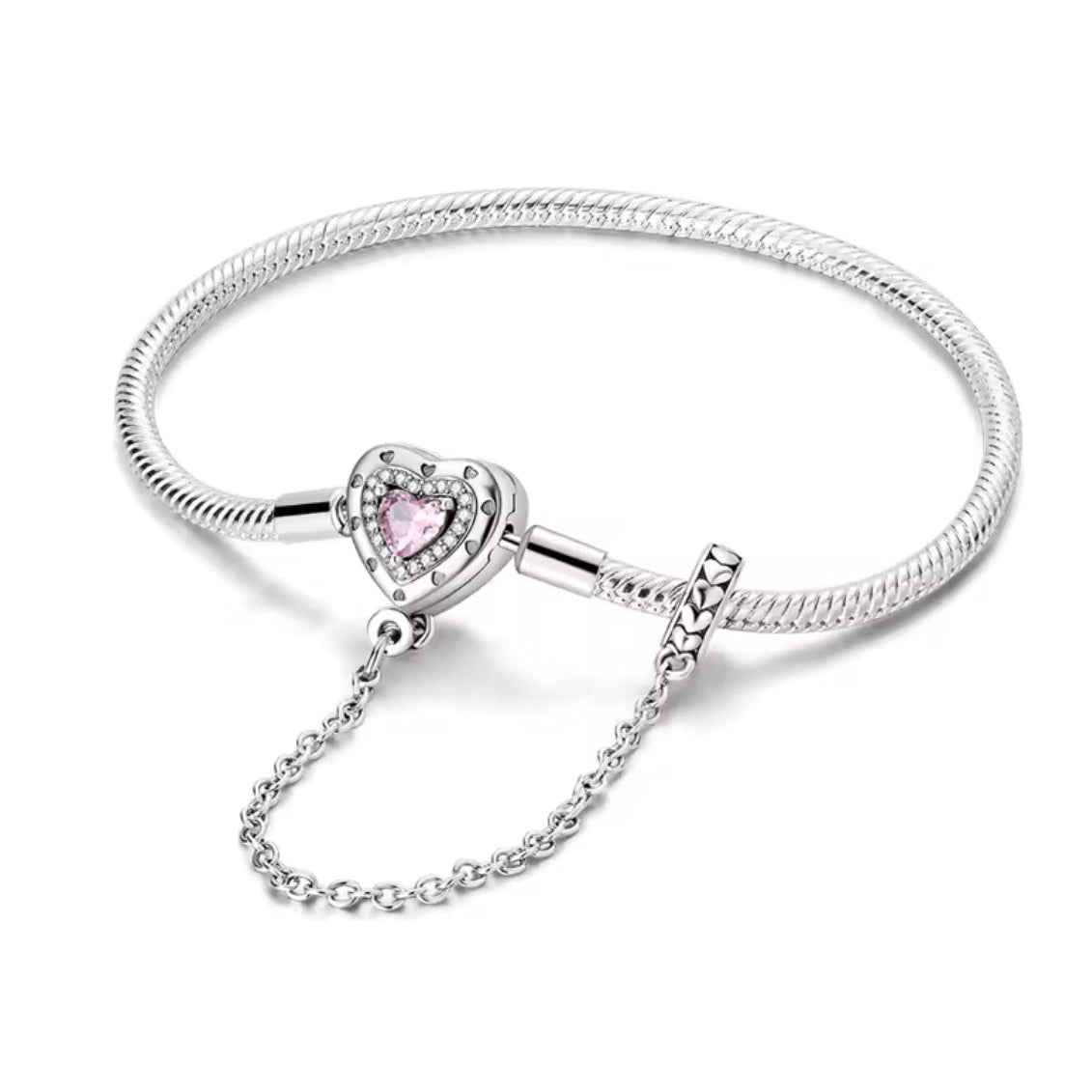 Pulseira de Contas em Prata 925, Coração Extra