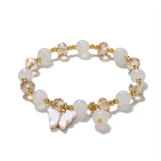 Pulseira de Senhora com Pedra Olho Gato Branca