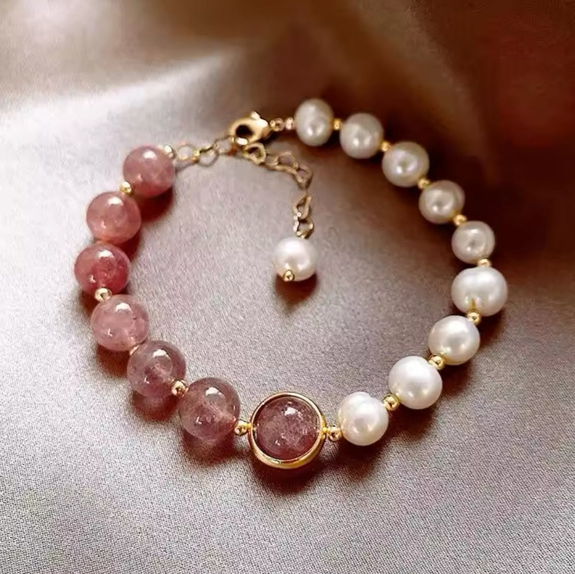 Pulseira de Senhora, Água Doce Cristal Rosa