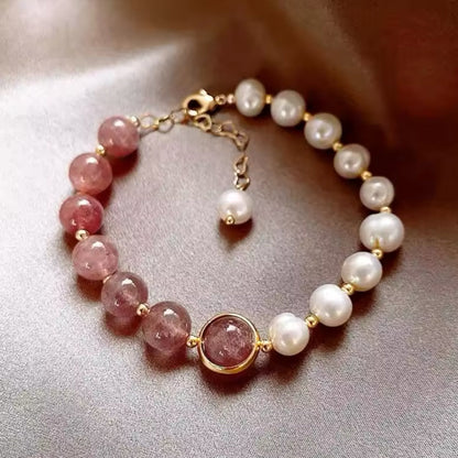 Pulseira de Senhora, Água Doce Cristal Rosa