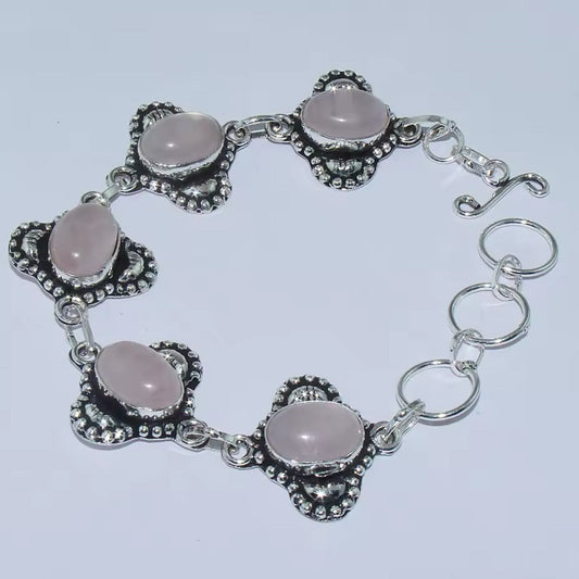 Pulseira de Senhora em Prata 925, Quartzo Rosa