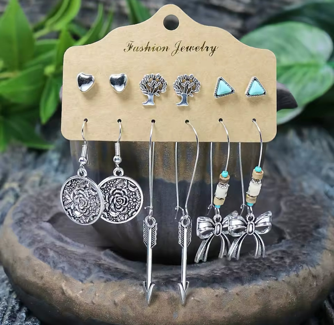 Conjunto 6 Brincos Boho Turquesa