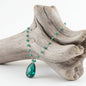 Collier pour femme Argenté, Goutte Verte