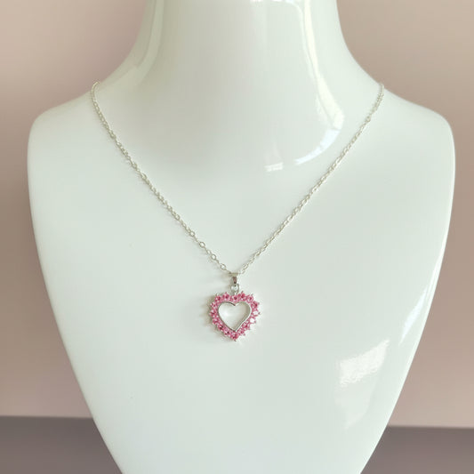 Colar de Criança, Coração Zircônia Rosa