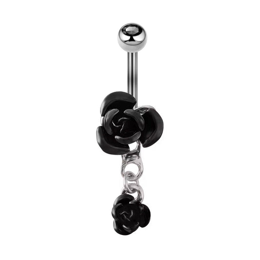 Piercing de Umbigo em Aço Inoxidável, Rosa Preto