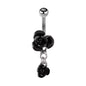 Piercing de Umbigo em Aço Inoxidável, Rosa Preto