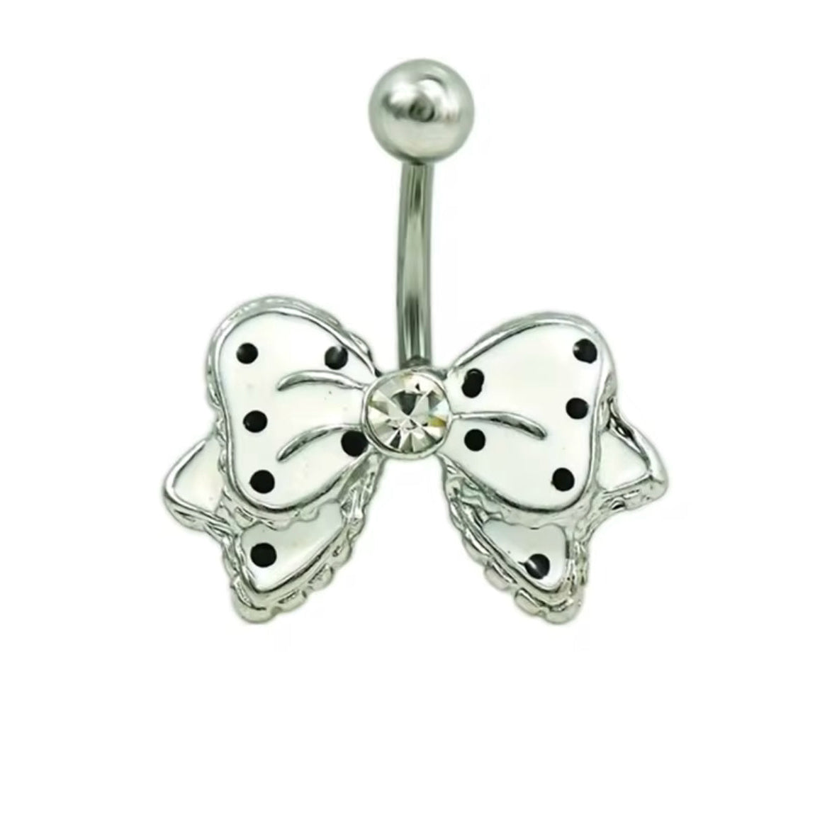 Piercing de Umbigo em Aço Inoxidável, Laço Branco