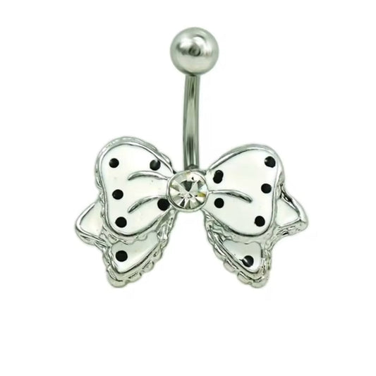Piercing de Umbigo em Aço Inoxidável, Laço Branco