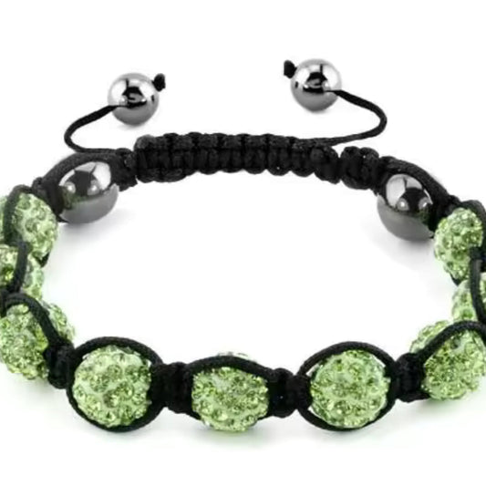 Pulseira Shambala Verde com Cristais, Hematite
