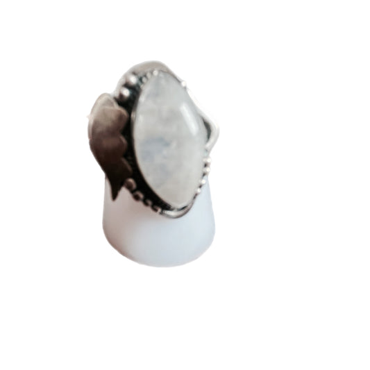 Anel de Prata com Pedra Natural Lua Indiana T:9,75