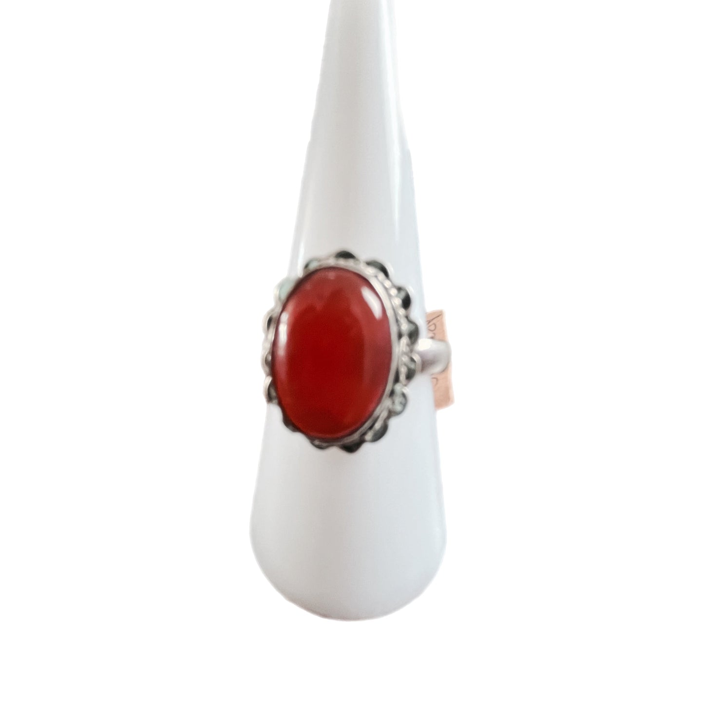 Anel de Prata com Pedra Natural Cornalina T: 8,75