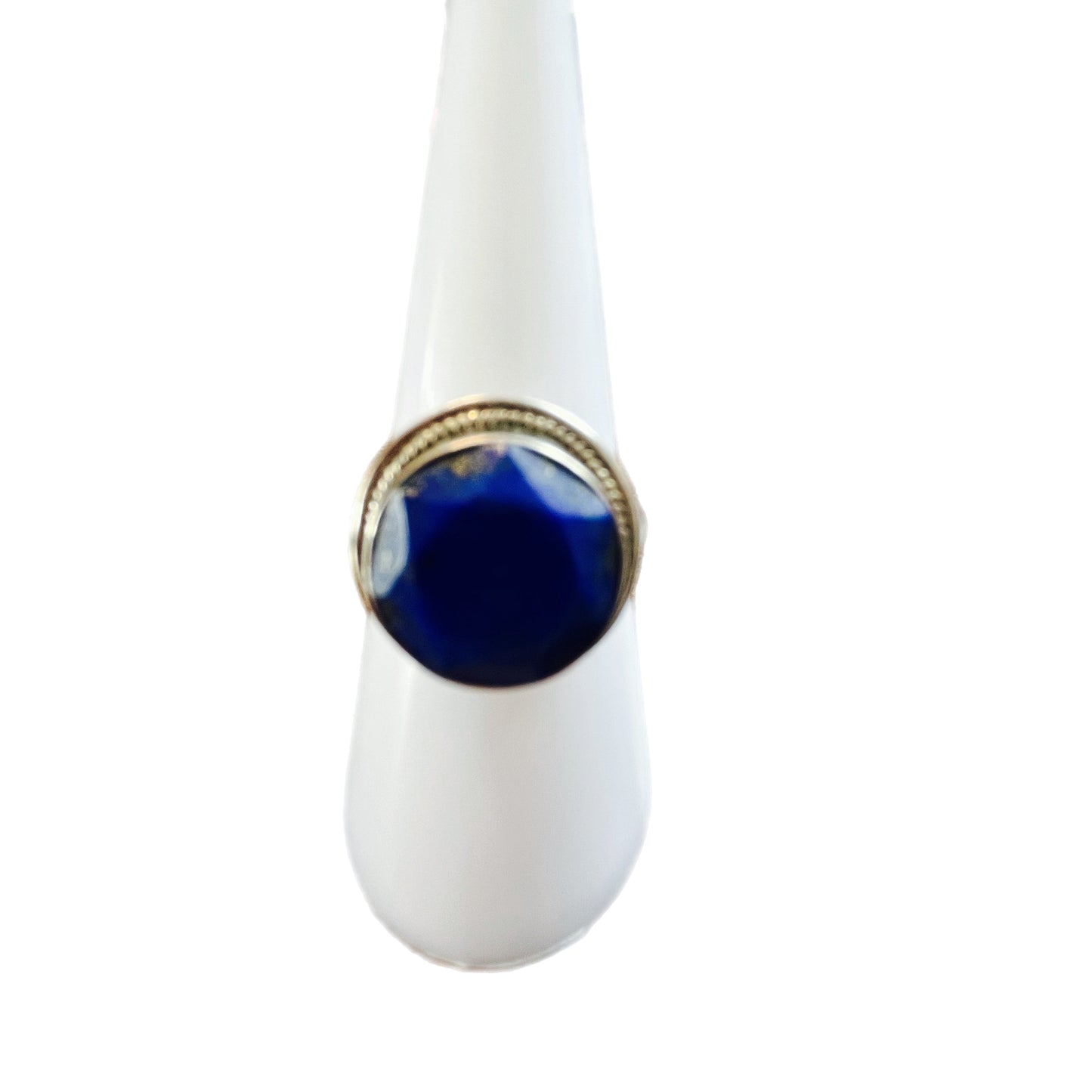 Anel de Prata com Pedra Natural Lápis Lazuli T : 8