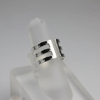 Bague large ajustable pour femme en acier inoxydable