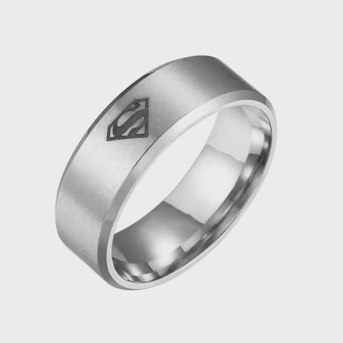 Anel de Homem em Aço Inoxidável, Símbolo Super Homem