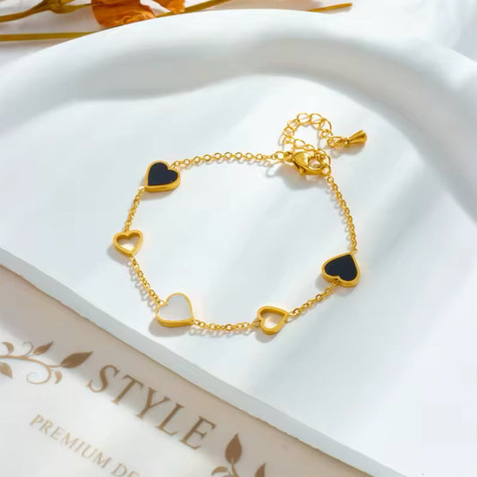 Pulseira de Senhora em Aço Inoxidável 316L, Dieyuro Corações
