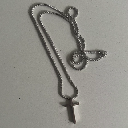 Colar de Homem em Aço Inoxidável com Pingente Cruz, Prata