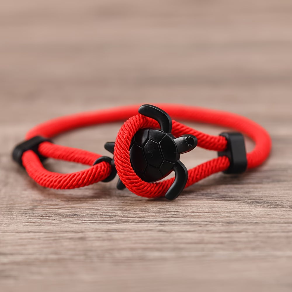 Pulseira Náutica Ajustável com Tartaruga Marinha – Cordão de Nylon | Mar e Vida