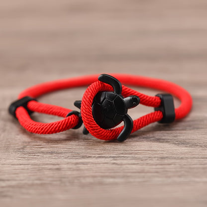 Pulseira Náutica Ajustável com Tartaruga Marinha – Cordão de Nylon | Mar e Vida
