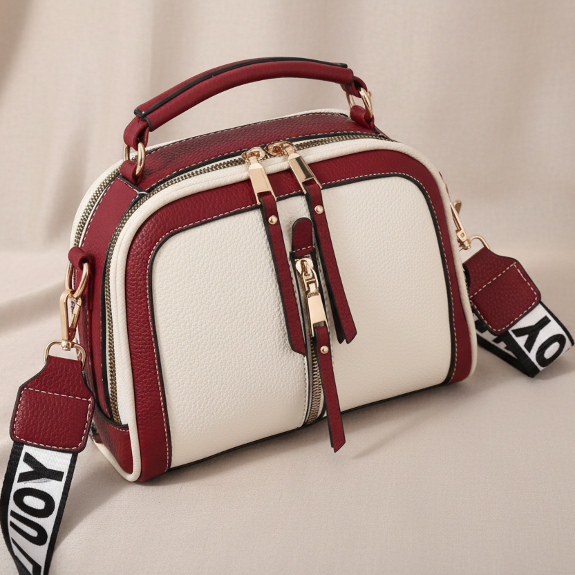 Mala Crossbody Urban Chic – Contraste Bordeaux & White