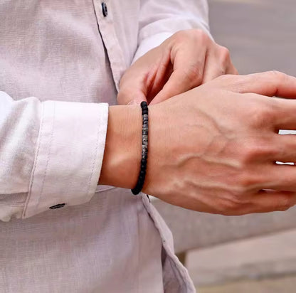 Pulseira de Homem com Pedra Black Flash (Granito)