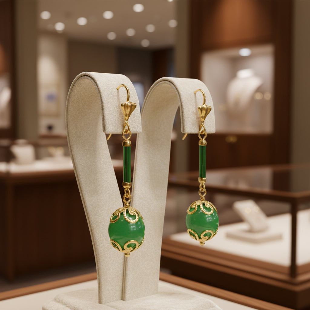 Boucles d'oreilles pour femme en or laminé 14 carats avec pierres de péridot
