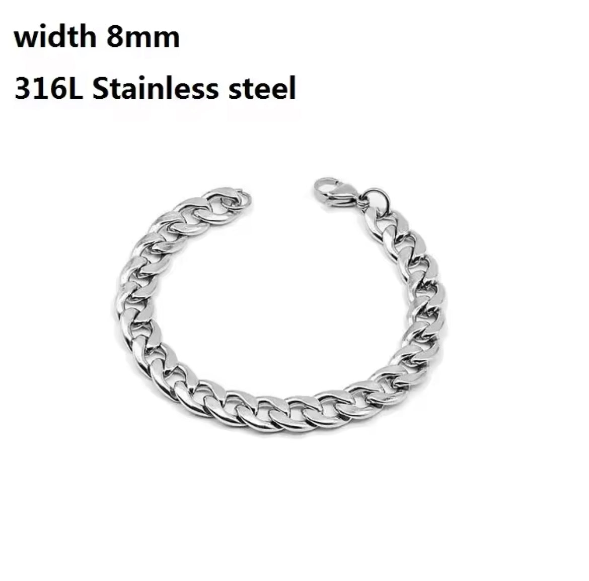 Pulseira de Homem em Aço Inoxidável 316L com Cabo Cubano