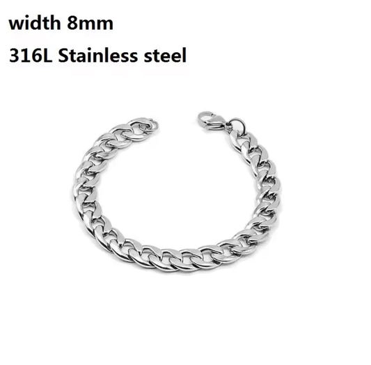 Pulseira de Homem em Aço Inoxidável 316L com Cabo Cubano