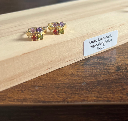 Argolas de Senhora Borboleta em Ouro Laminado 10K com Zircões