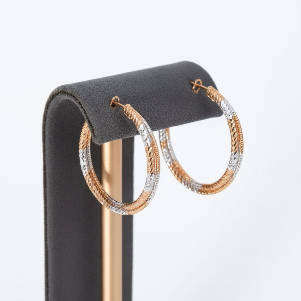 Argolas de Senhora em Ouro Laminado 18k, Duas Cores