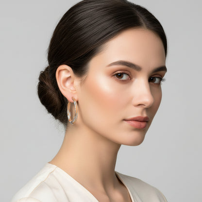 Argolas de Senhora em Ouro Laminado 18k, Duas Cores