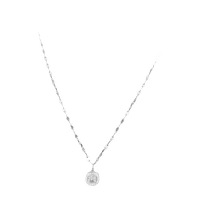 Colar de Senhora em Aço Inoxidável com Pendente Pedra Cristal