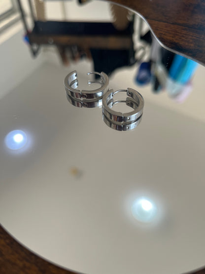 Argolas De Senhora em Aço Inoxidável, Prateadas