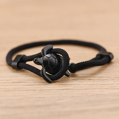 Pulseira Náutica Ajustável com Tartaruga Marinha – Cordão de Nylon | Mar e Vida