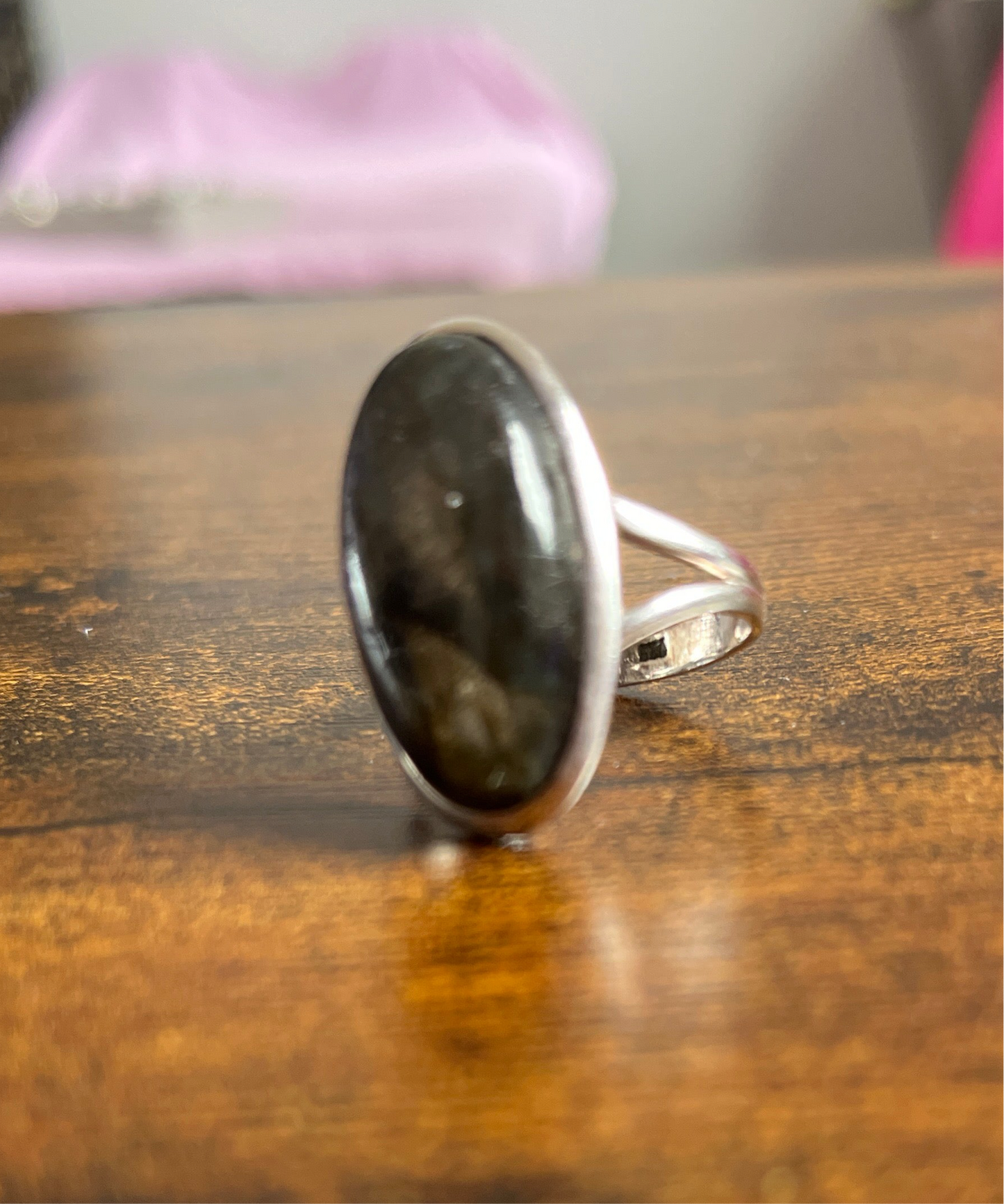 Anel de Prata com Pedra Natural Labradorite T:8,5