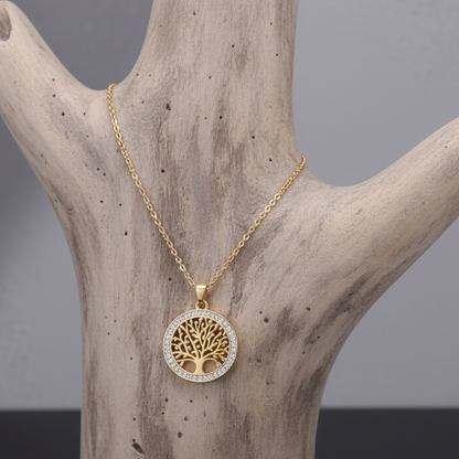 Collier Arbre de Vie doré en acier – Un symbole de force et de connexion