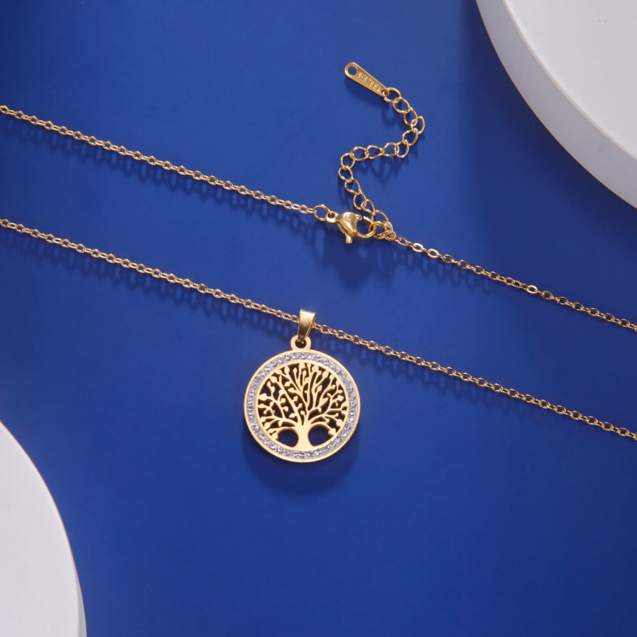 Collier Arbre de Vie doré en acier – Un symbole de force et de connexion