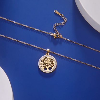 Collier Arbre de Vie doré en acier – Un symbole de force et de connexion