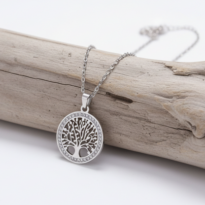 Collier Arbre de Vie Argent en Acier – Un Symbole de Force et de Connexion