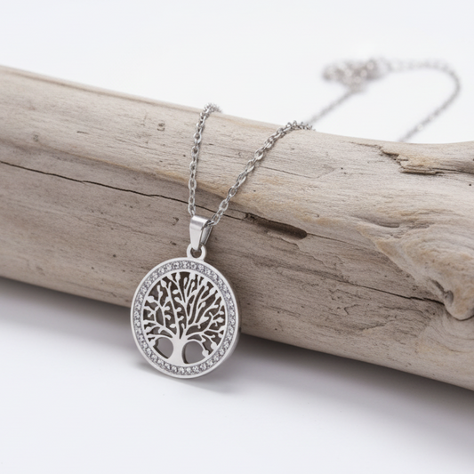 Colar Árvore da Vida Silver em Aço – Um Símbolo de Força e Conexão