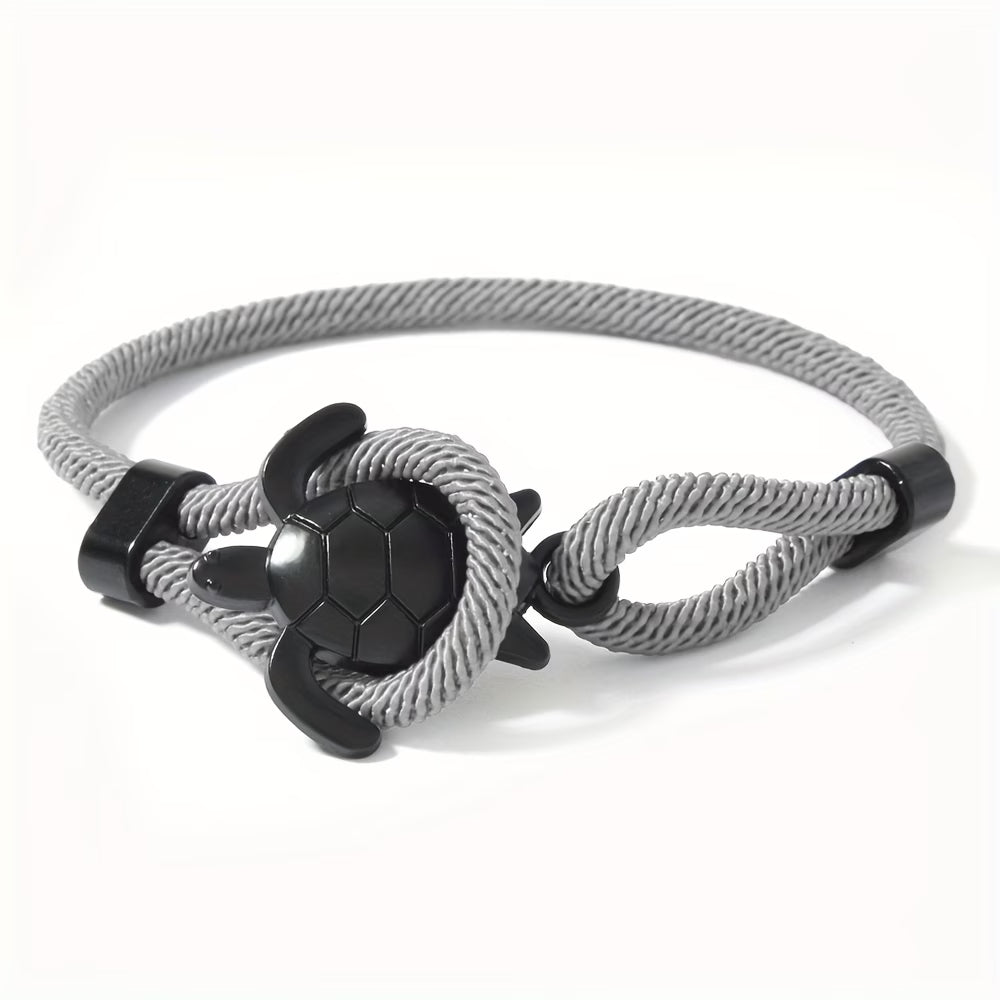 Pulseira Náutica Ajustável com Tartaruga Marinha – Cordão de Nylon | Mar e Vida