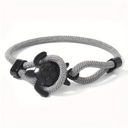 Pulseira Náutica Ajustável com Tartaruga Marinha – Cordão de Nylon | Mar e Vida
