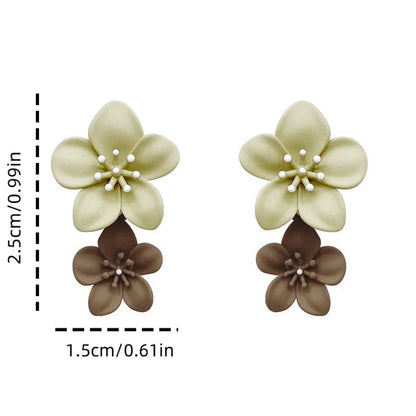 Brincos de Senhora Pendurados com Flor marrom, 2 Cores