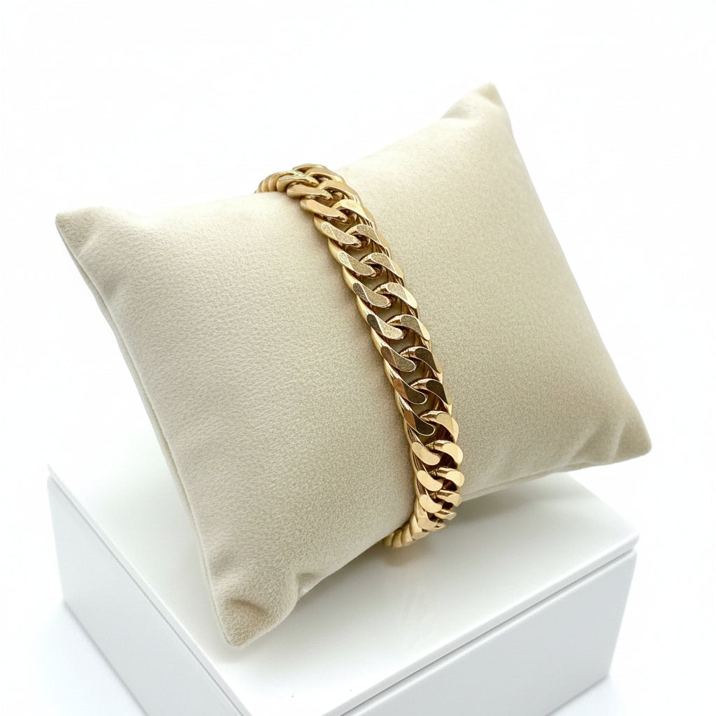 Pulseira de Homem em Ouro Laminado 14K, Corrente Grossa