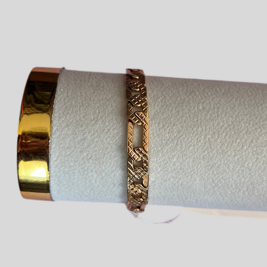 Pulseira de Homem em Ouro Laminado 14k, Corrente Figaro