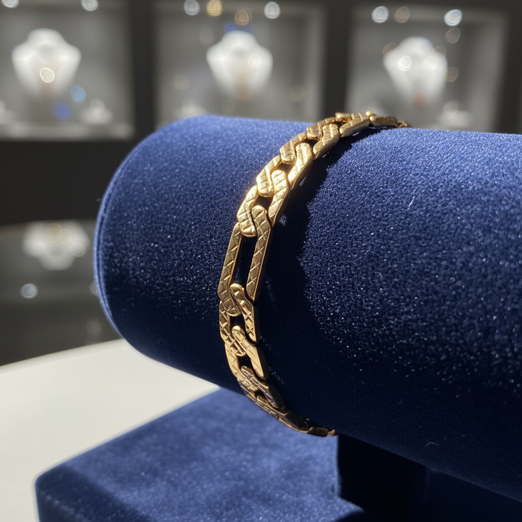 Pulseira de Homem em Ouro Laminado 14k, Corrente Figaro