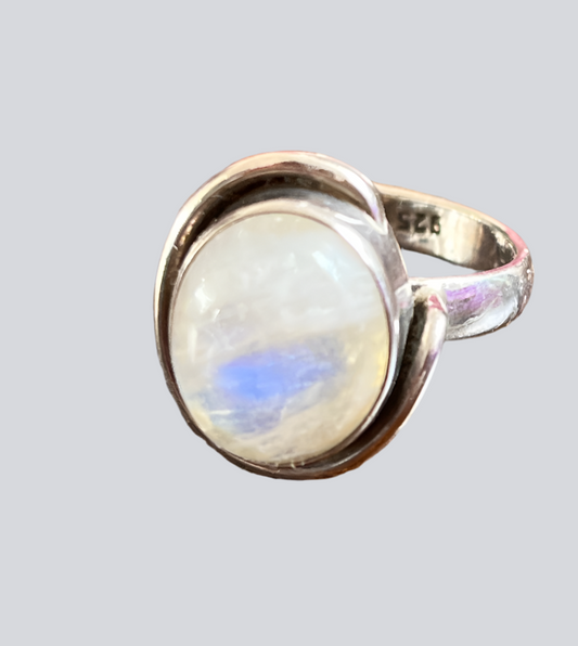 Anel de Prata com Pedra Natural Lua T:6,25