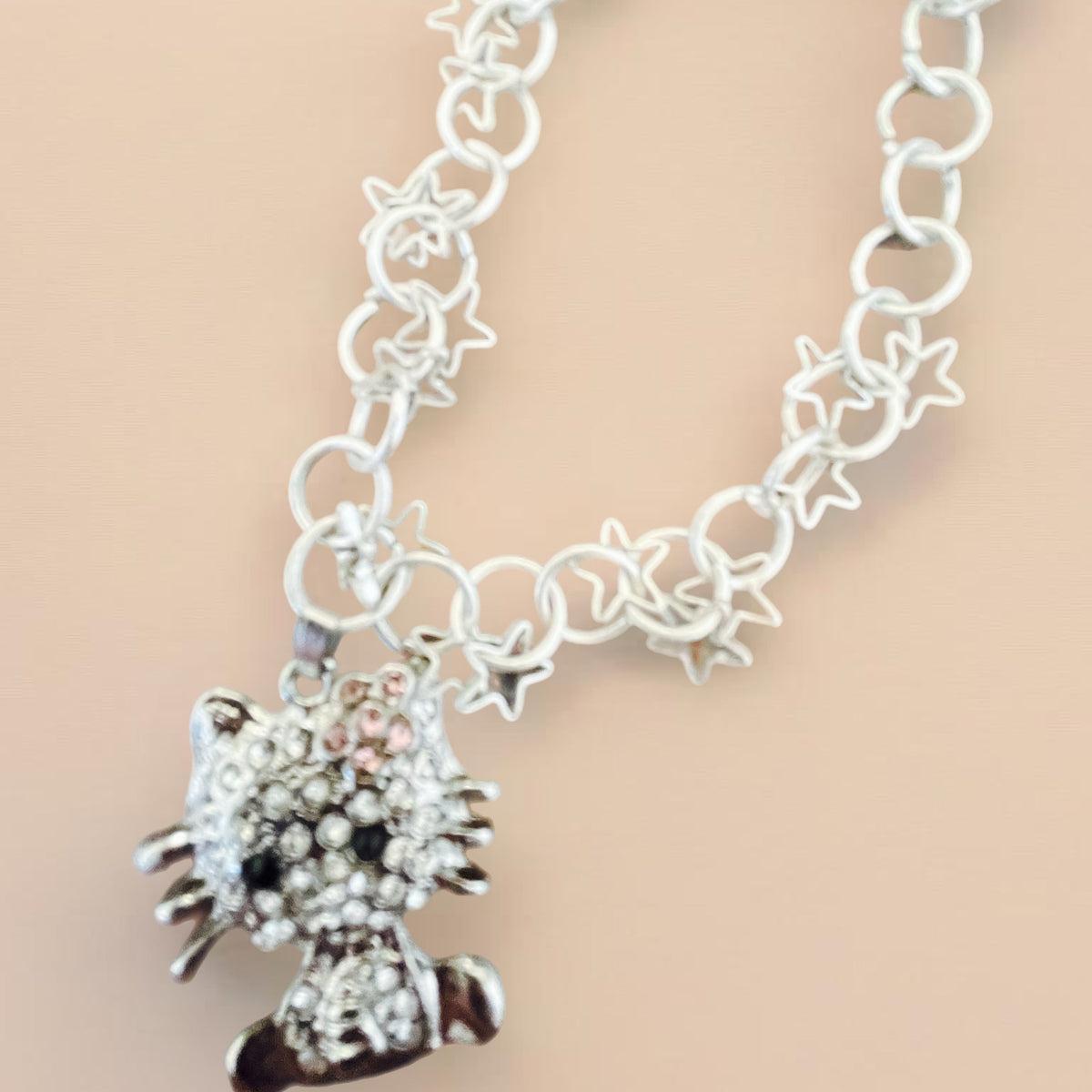 Pulseira de Criança em Prata, Hello Kitty Rosa