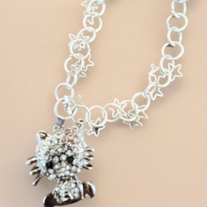 Pulseira de Criança em Prata, Hello Kitty Rosa