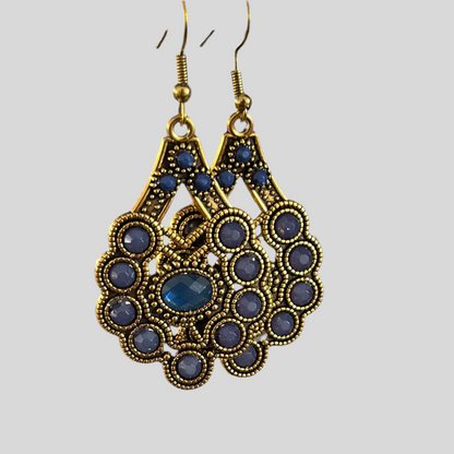 Brincos Boho Estilo Vintage com Pedra Branca e Zircónia